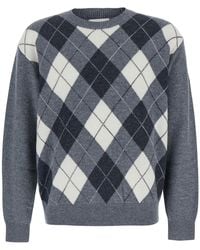 DUNST - Crew Neck Sweater Argyle Wool Top - Lyst