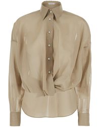 Brunello Cucinelli - Shirt With Classic Collar And Monil Detail On The Collar - Lyst