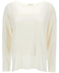 Allude - Ivory Long-Sleeve Top With Boat Neckline - Lyst