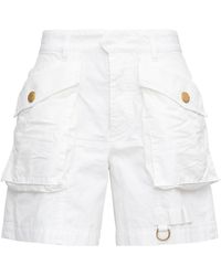 DSquared² White Cotton Cargo Bermuda Shorts With Pockets