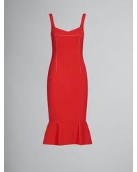 Marni - Fitted Dress With Ruffle Hem - Lyst