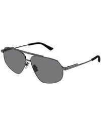 Bottega Veneta - Sunglasses Aviator Full Rim, Ruthenium Frame And Lens Bv1194S001 - Lyst