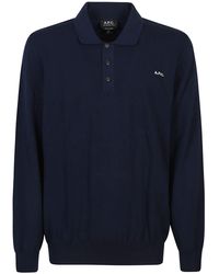 A.P.C. - Blaise Long Sleeve Polo Shirt - Lyst