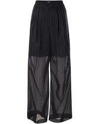 Brunello Cucinelli - Sparkling Stripe Cotton Gauze Loose Trousers - Lyst