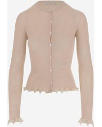 Blumarine - Ribbed Cardigan With Lamé Scalloping - Lyst