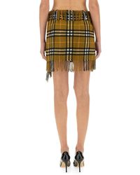 Burberry - Wool And Cashmere Check Scarf Style Skirt - Lyst