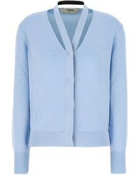 Fendi - Pastel Light Stretch Wool Blend Cardigan - Lyst