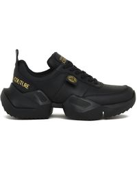 Versace Jeans Couture Jeans Couture Leather Running Sneakers With Oversized Outsole - Black
