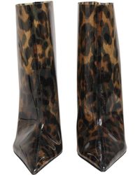 Dolce & Gabbana - Leopard Print Pvc Pointed Toe Boots Shoes With Leather Details - Lyst