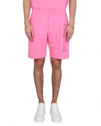 McQueen - Logo Cotton Shorts - Lyst