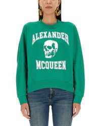 Alexander McQueen - Skull-print Stretch-cotton Sweatshirt - Lyst
