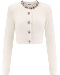 Self-Portrait - Alpaca Blend Cardigan With Rhinestones - Lyst