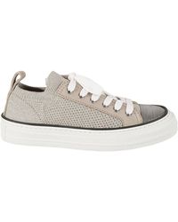 Brunello Cucinelli - Shiny Knit Pair Of Sneakers - Lyst