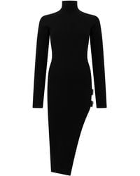 Blumarine - Midi Knit Dress With Buckles Virgin Wool - Lyst