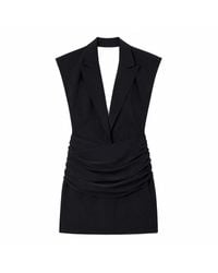 Amazuìn - Compact Stretch Jersey Tuxedo-Style Mini Dress With Peak Lapel And Open Back - Lyst