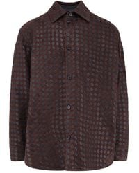 Bottega Veneta - Leather And Suede Shirt/Jacket With Intrecciato Motif - Lyst