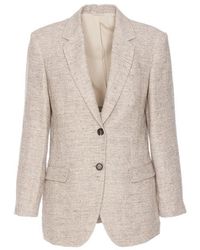 Brunello Cucinelli - Brown Linen Blazer - Lyst