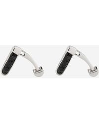 Ferragamo - Cufflinks Brass And Braided Leather Hook Accessory - Lyst