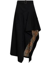 Burberry - Skirt Asymmetric Cotton Trench With Belt - Lyst