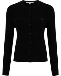 Maison Kitsuné - Cardigan Ribbed Crewneck Viscose Cardigans - Lyst