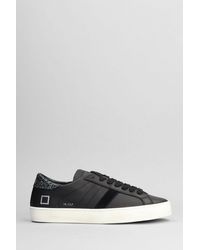 Date - Hill Low Sneakers In Black Leather And Fabric - Lyst