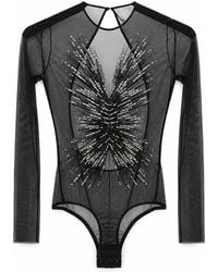 Amen - Embroidered Long-Sleeved Bodysuit Polyamide Tops - Lyst