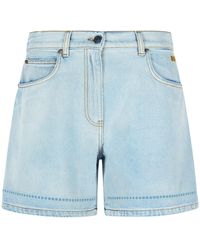 MSGM - Light Denim Shorts - Lyst
