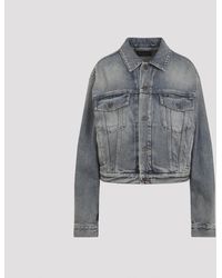 Balenciaga - Denim Jacket With Logo - Lyst