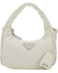Prada - Chalk Nappa Leather Mini Soft Handbag - Lyst