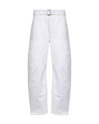 Lemaire - Milk Denim Twisted Belted Trousers - Lyst