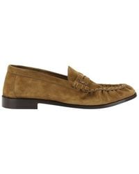 Saint Laurent - Brown Calf Leather Bos Taurus Slip - Lyst