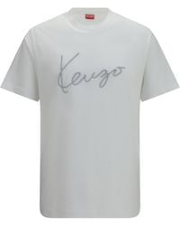 KENZO - Embroidered Signature Cotton T-Shirt T-Shirts - Lyst
