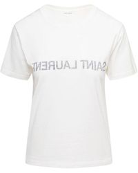 Saint Laurent - Crewneck T-Shirt With Reverse Logo - Lyst