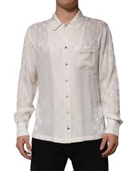 Dolce & Gabbana - Silk Dg Logo Print Long Sleeves Shirt - Lyst