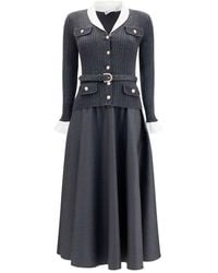 Self-Portrait - Midi Dress, Knit And Twill - Lyst
