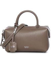 Max Mara - Leather Satchel Bag With Logo - Lyst