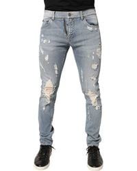 Dolce & Gabbana - Distressed Skinny Denim Jeans Cotton Elastane Clothing - Lyst