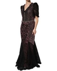 Dolce & Gabbana - Lace Embellished Evening Dress - Lyst