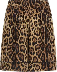 Dolce & Gabbana - Leopard Print Silk Shorts - Lyst