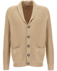 Brunello Cucinelli - Logo Buttons Cardigan Sweater, Cardigans - Lyst