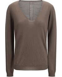 Rick Owens - Temple Extreme Sweater With V-Neck Wool Ovis Aries - Lyst