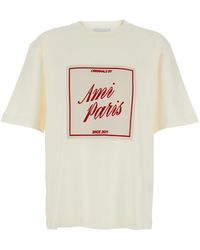 Ami Paris - Boxy Fit Short Sleeves Teehisrt With Signature Print - Lyst