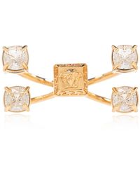 Versace - Double Ring With Crystals, - Lyst