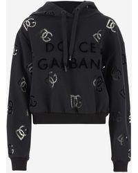 Dolce & Gabbana - Logo Cotton Blend Crop Hoodie - Lyst