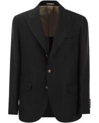 Brunello Cucinelli - Linen, Wool And Silk Diagonal Deconstructed Jacket - Lyst