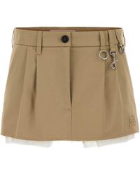 Miu Miu - Beige Cotton Mini Skirt - Lyst