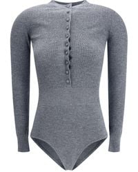 Self-Portrait - Long-Sleeved Wool Bodysuit - Lyst
