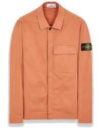 Stone Island - Logo Patch Collared Shirt Jacket - Lyst
