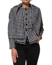Dolce & Gabbana - Double Breasted Houndstooth Scarf Jacket - Lyst