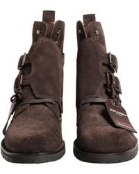 Dolce & Gabbana - Suede Leather Buckle Ankle Boots Shoes - Lyst